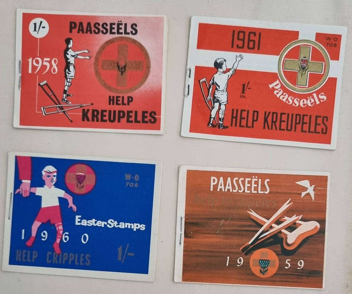 Union of South Africa ,Four "Cripples" Cinderella charity stamp booklets from the 1950s and 1960s