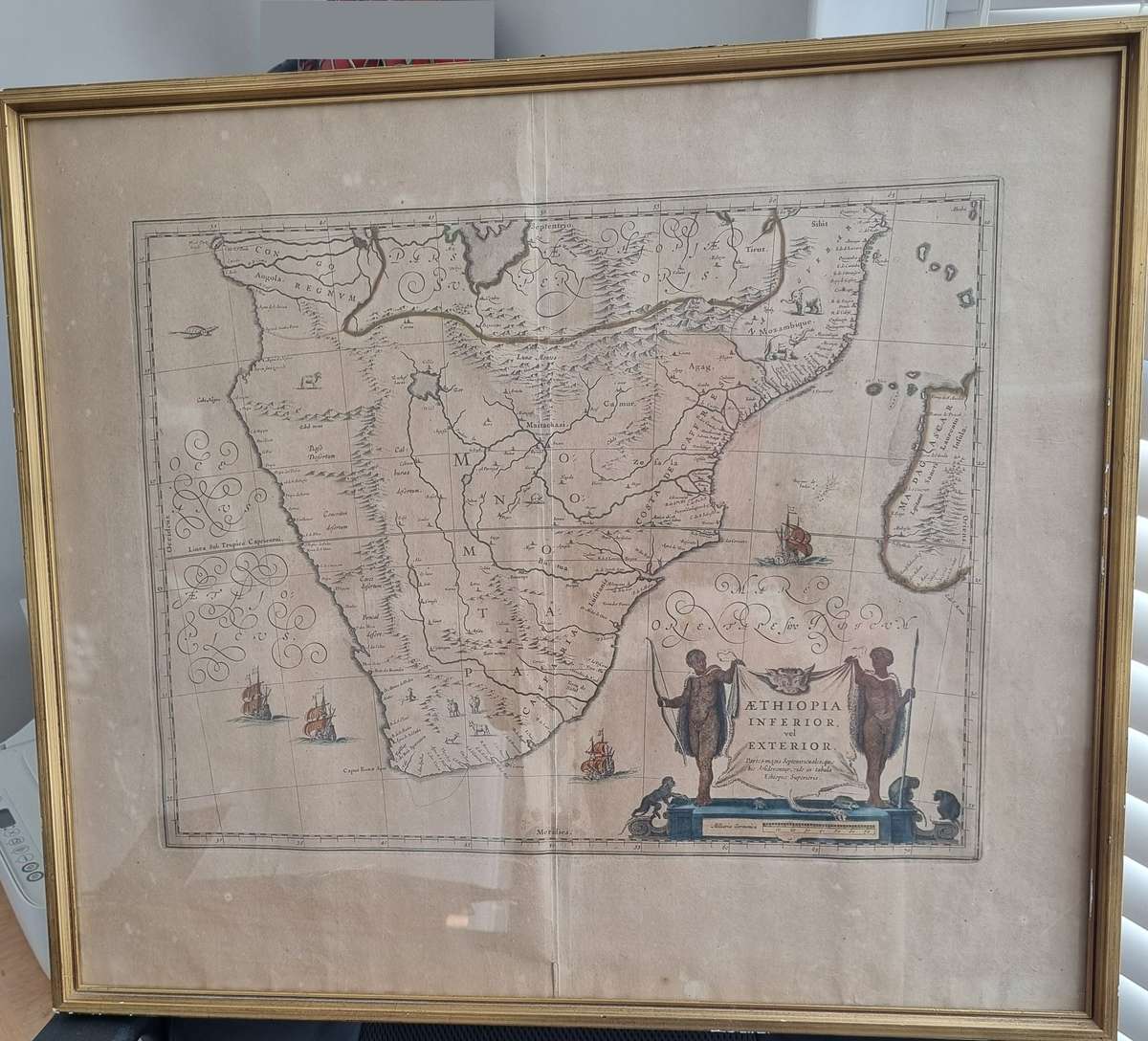 Blaeu Map of Southern Africa 1640, original genuine antique