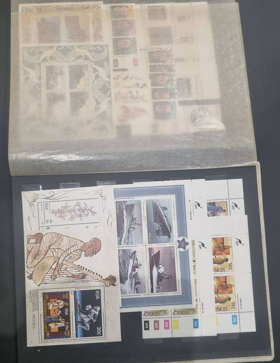 RSA, Homelands, SWA and Namibia. Medium stock book MNH, used, cylinder blocks and mini sheets.