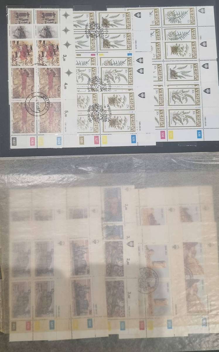 RSA, Homelands, SWA and Namibia. Medium stock book MNH, used, cylinder blocks and mini sheets.