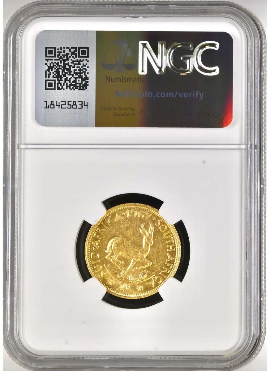 S. Africa: 1967 Gold 2 Rand NGC MS62