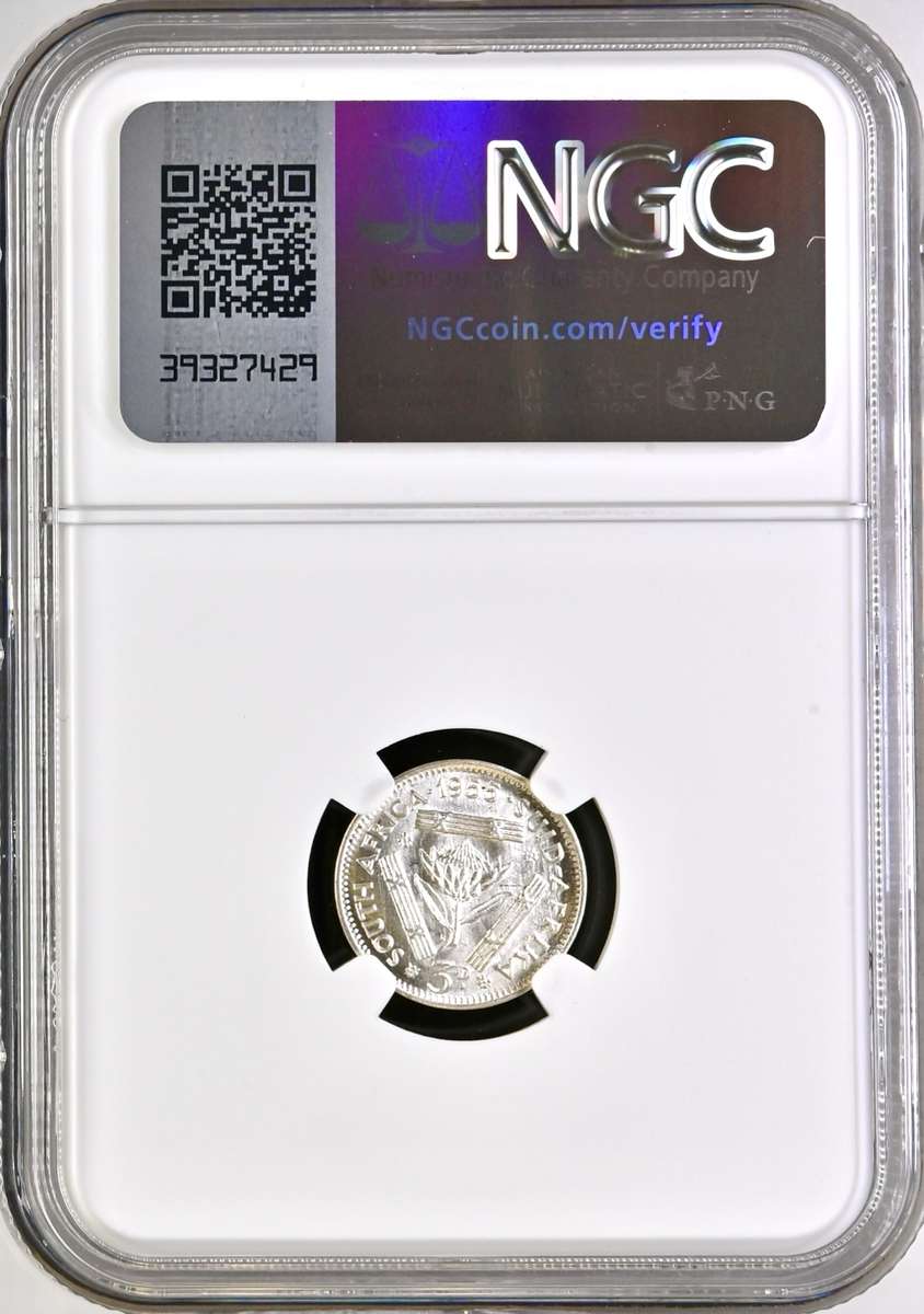 S. Africa: 1955 QEII 3D (Tickey) NGC Certified MS65