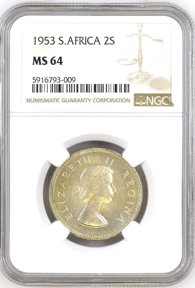 S. Africa: 1953 QEII 2 Shillings (Florin) NGC Certified MS64