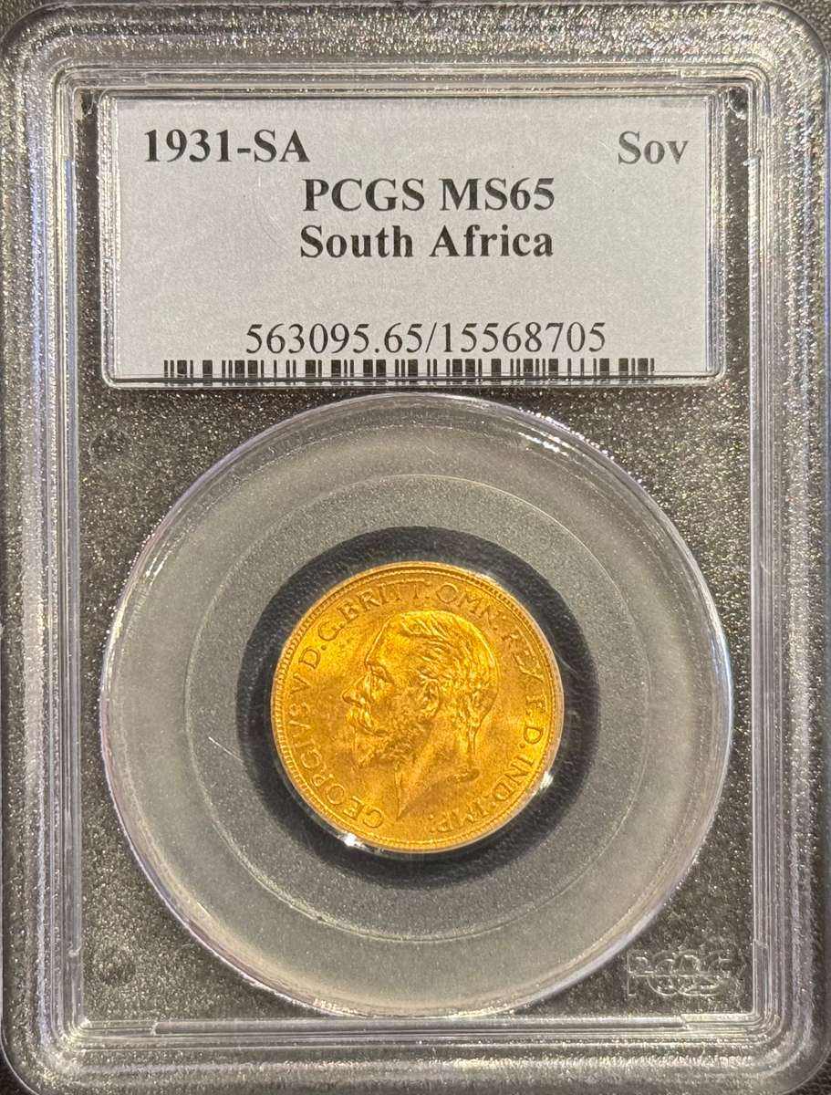 S. Africa: 1931 KGV Gold Pound/Sovereign PCGS Certified MS65