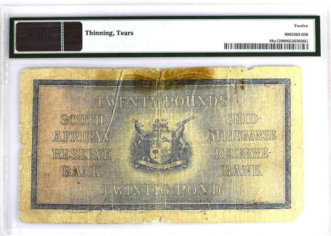S. Africa (Reserve Bank): 1928 WH. Clegg 20 Pounds PMG Certified F12