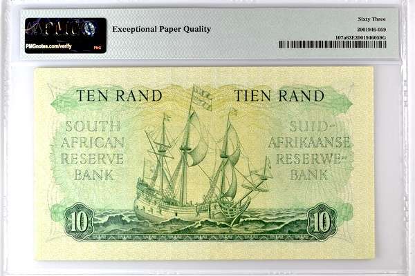 S. Africa (Reserve Bank): ND(1961) MH De Kock R10 PMG CU63EPQ