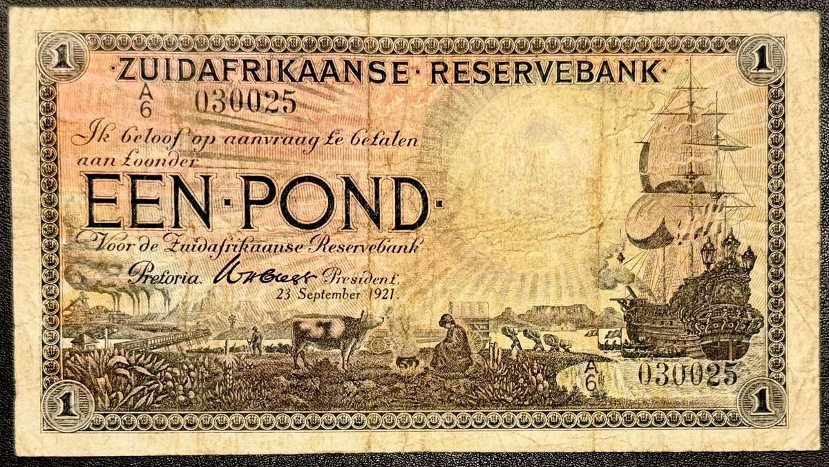 S. Africa (Reserve Bank): 1921 WH. Clegg 1 Pound VF- Condition