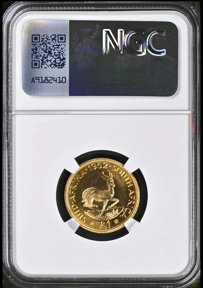 S. Africa: 1952 KGVI Gold Pound NGC Certified PF66