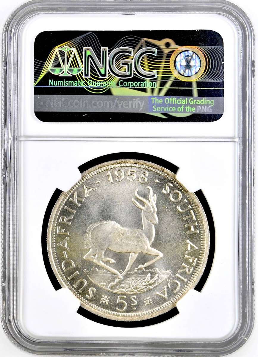S. Africa: 1958 QEII 5 Shillings (Crown) NGC Certified PL66