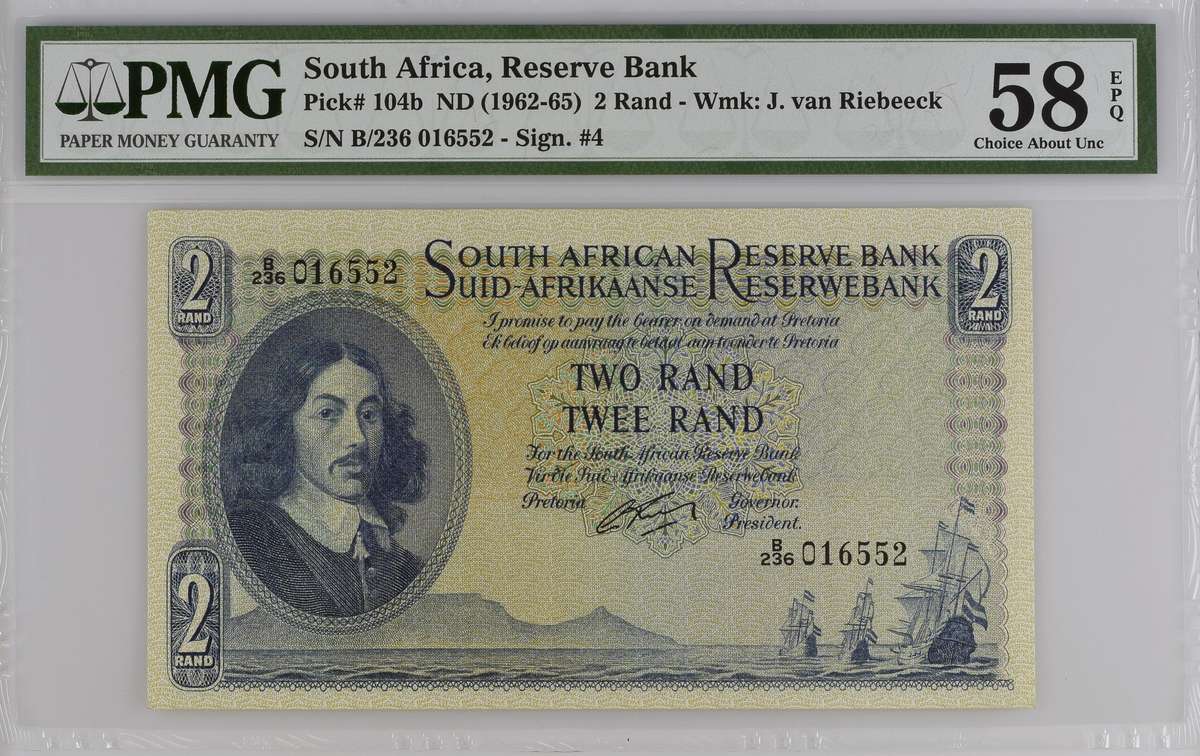 S. Africa (Reserve Bank): ND(1962/65) G Rissik R2 PMG AU58EPQ