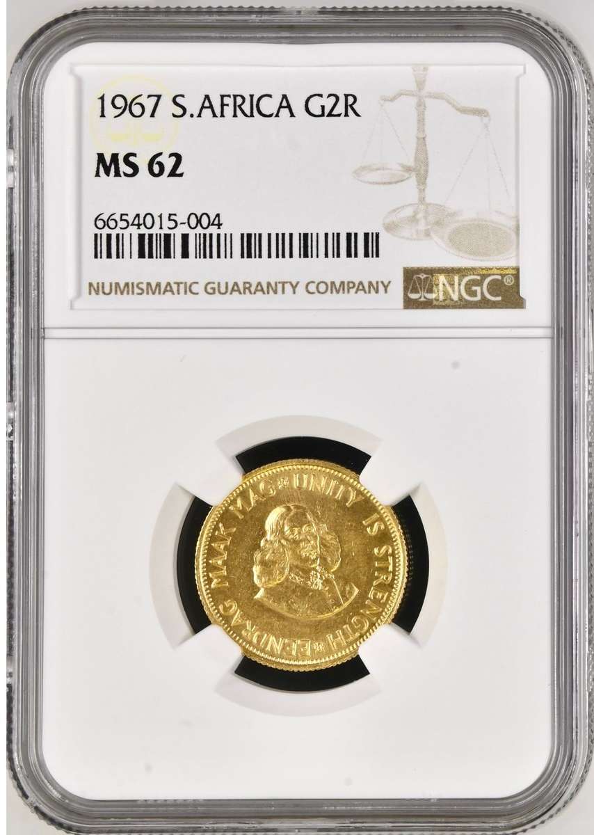 S. Africa: 1967 Gold 2 Rand NGC MS62