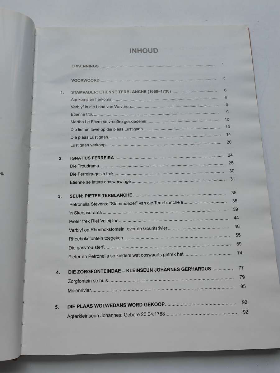 Terblance-land: stamvader Etienne Terblance, .. 1701-1880:  P.S. Terblanche