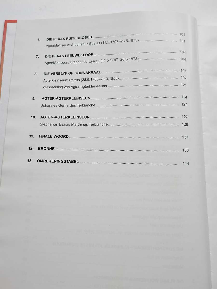 Terblance-land: stamvader Etienne Terblance, .. 1701-1880:  P.S. Terblanche