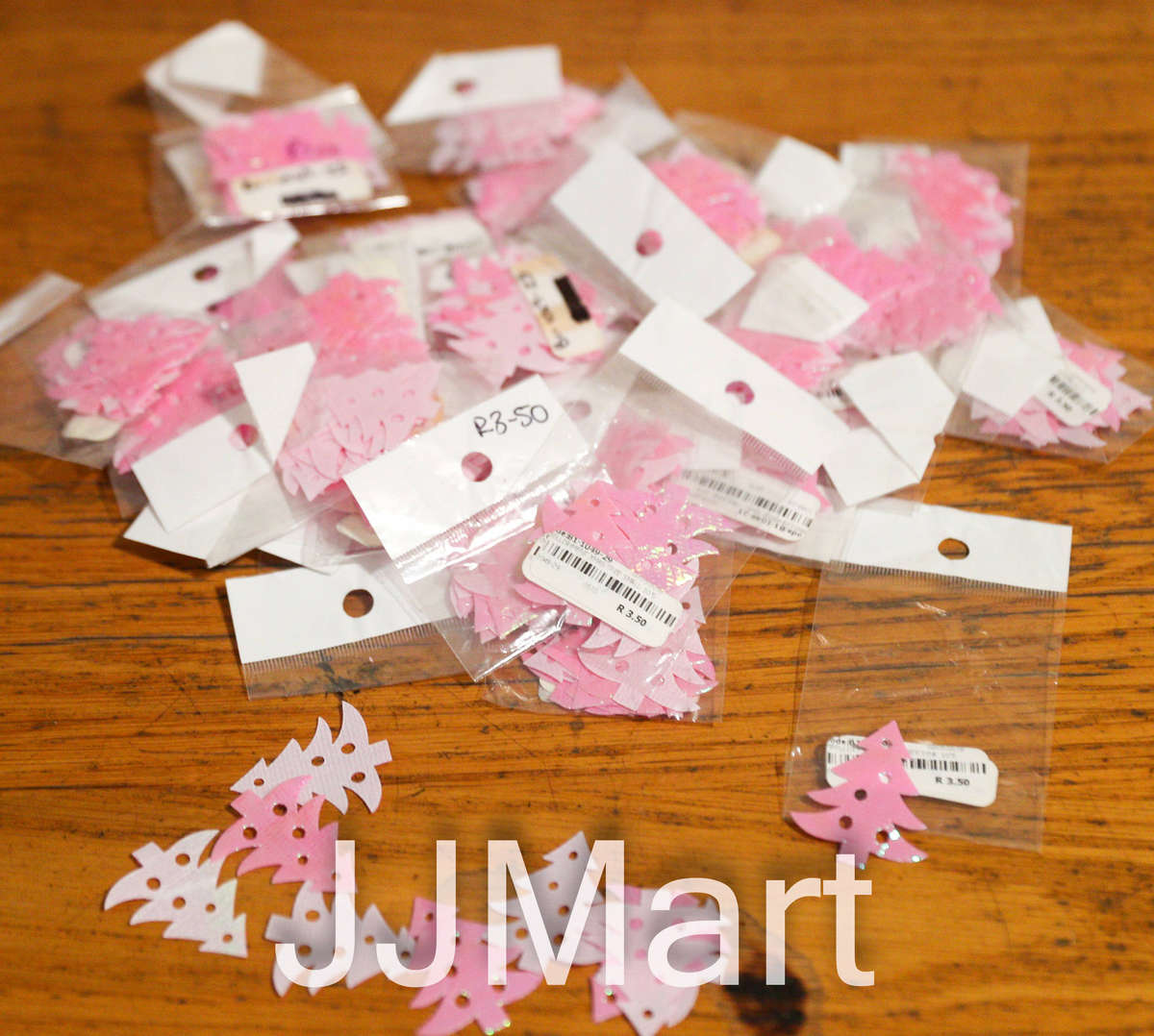 Job Lot Craft Items -Pink Christmas Trees (approx 300 items)