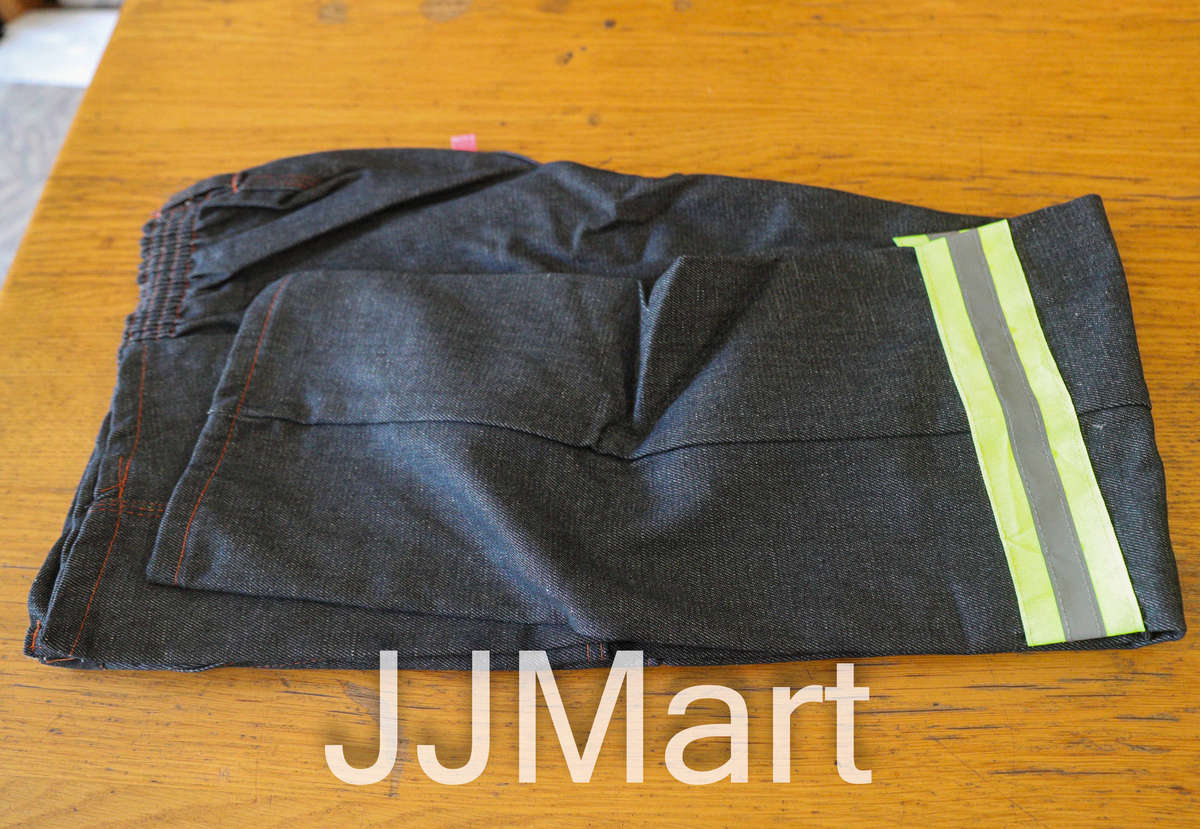 Bull Workwear CONTI DENIM INDIGO 32 BULL - 100% COTTON OVERALL WORK TROUSERS with reflector strip