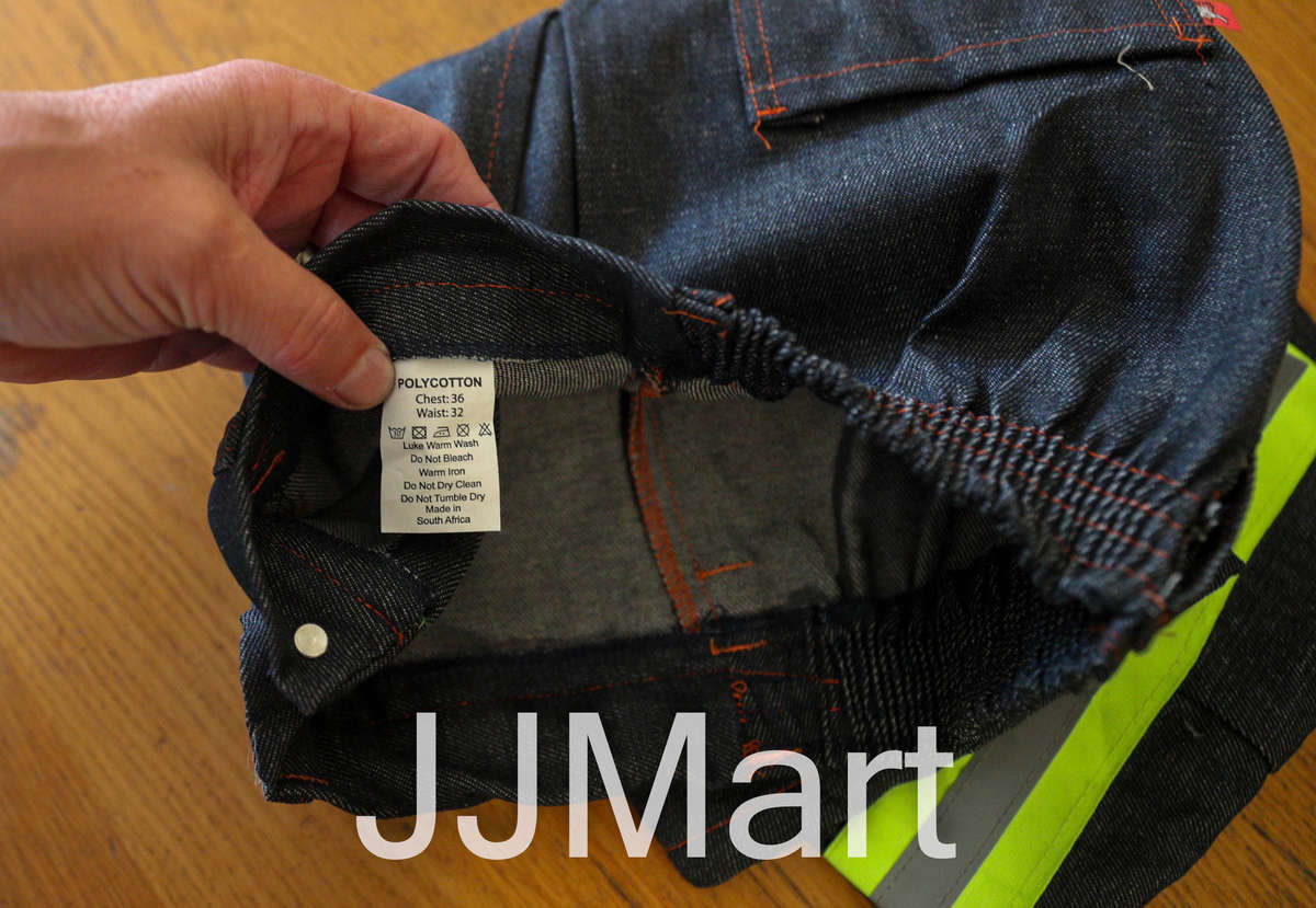 Bull Workwear CONTI DENIM INDIGO 32 BULL - 100% COTTON OVERALL WORK TROUSERS with reflector strip