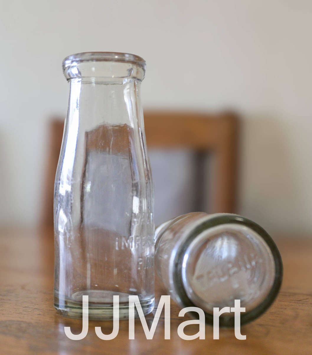 2 x Vintage 1945 Embossed Imperial Half Pint Bottle