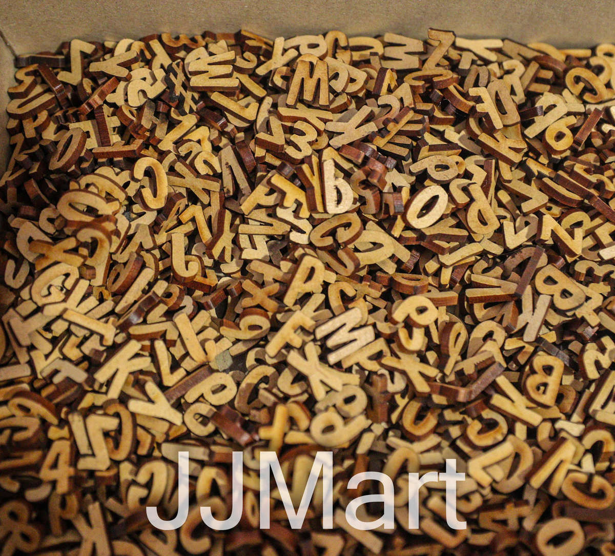 Box of cut out letters and numbers (+/- 1250 in total)