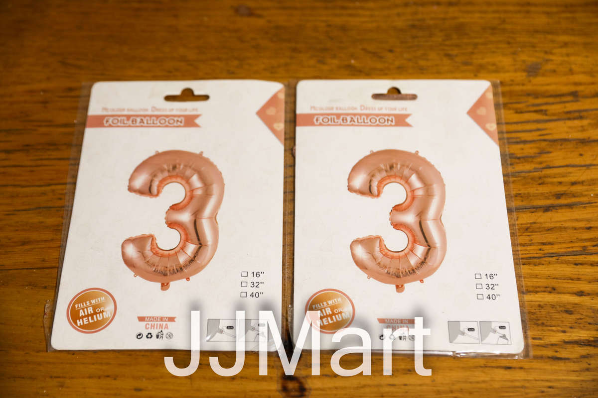 Foil balloon Rose Gold No 3 x 2