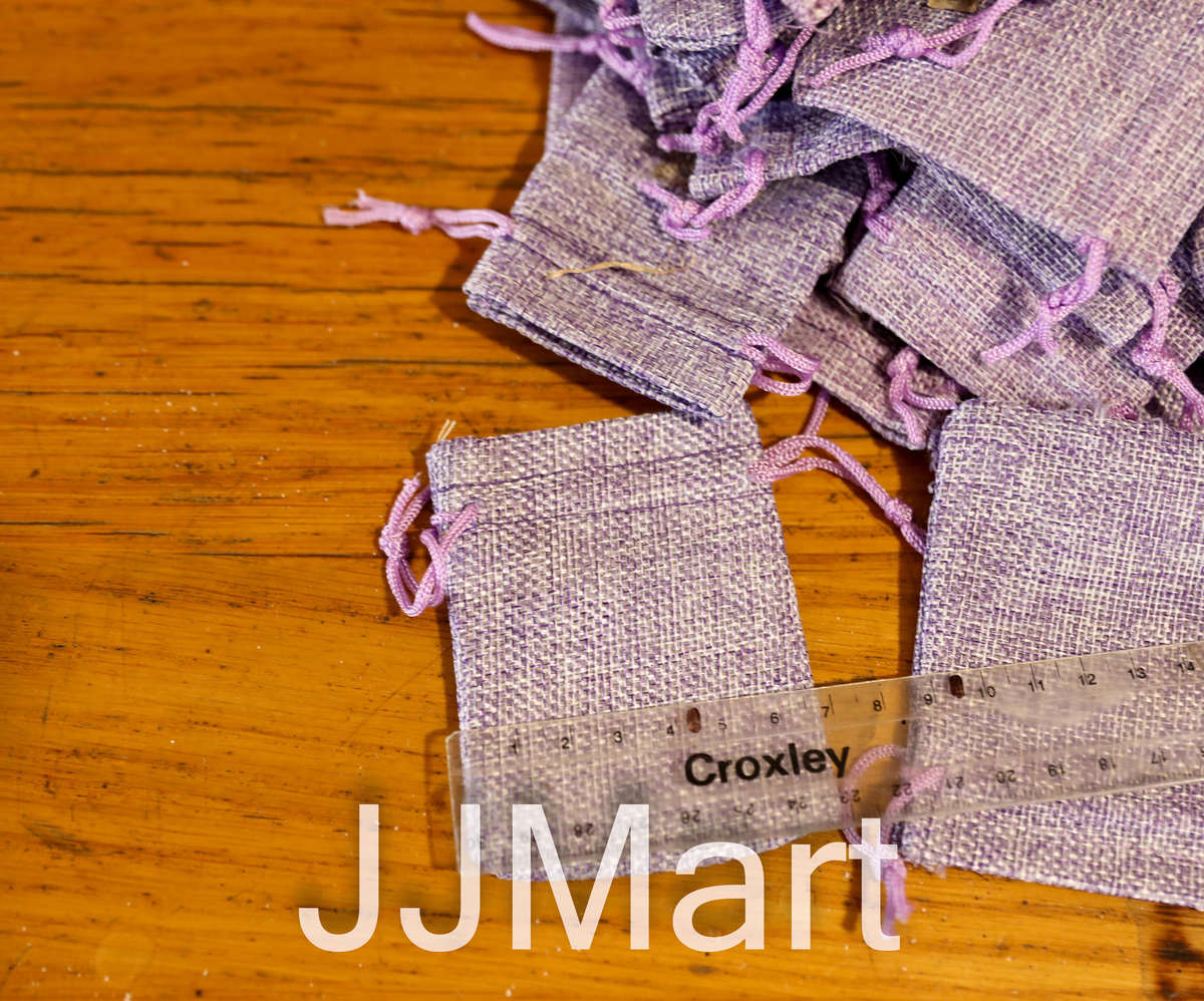 65 x Jute Drawstring Gift Bags - Purple - Approx 6 x 9 cm