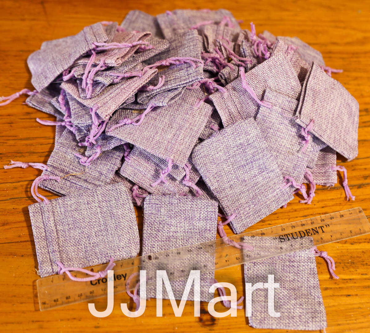 65 x Jute Drawstring Gift Bags - Purple - Approx 6 x 9 cm