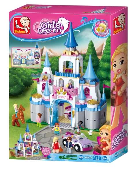Sluban Large Girls Sapphire Castle - 815 Psc  (Box damaged)