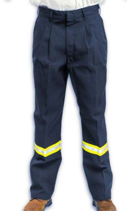 Bull Workwear CONTI DENIM INDIGO 32 BULL - 100% COTTON OVERALL WORK TROUSERS with reflector strip