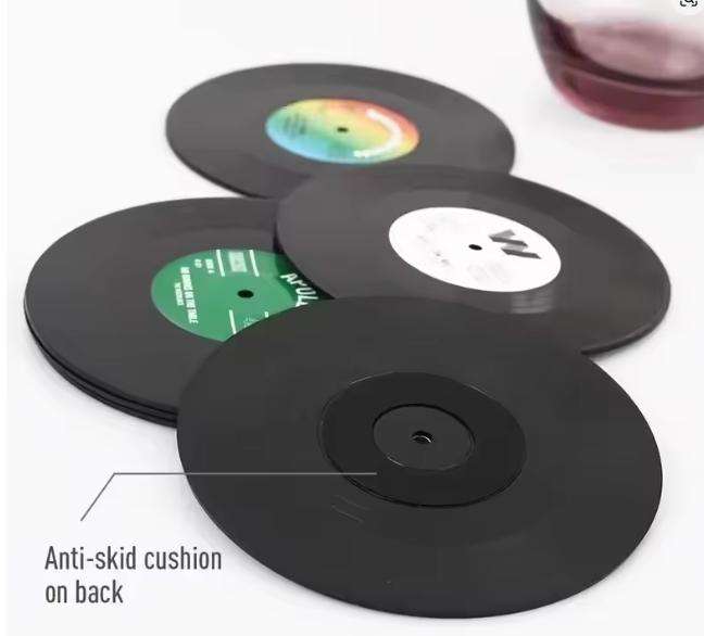 Vintage Retro Coasters Vinyl Record Classic Cup Coaster Anti-slip Coffee Coasters