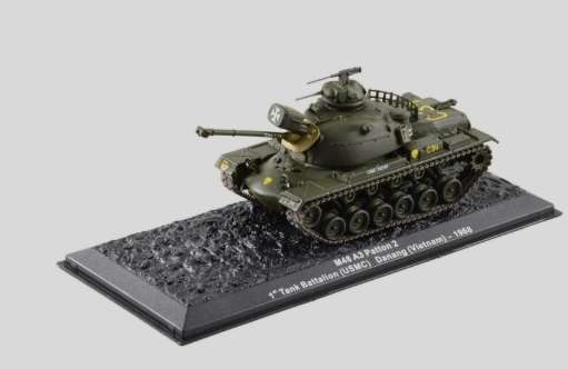 Deagostini 1:72 Diecast Model Tank - M48 A3 Patton 2 1st Tank Battalion USMC Danang Vietnam 1968
