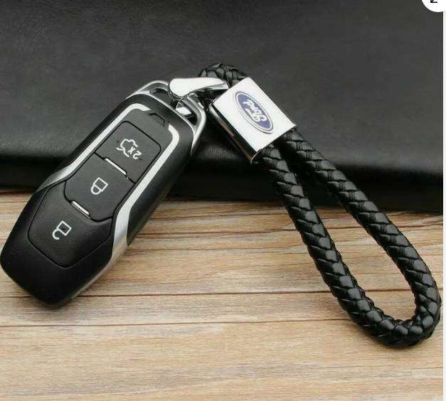 FORD LOGO BRAIDED LEATHER METAL KEYRING KEY CHAIN