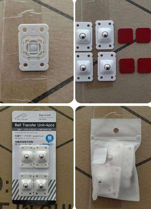 4pcs Small Stainless Steel Rollers Self Adhesive Movers Sliders Caster