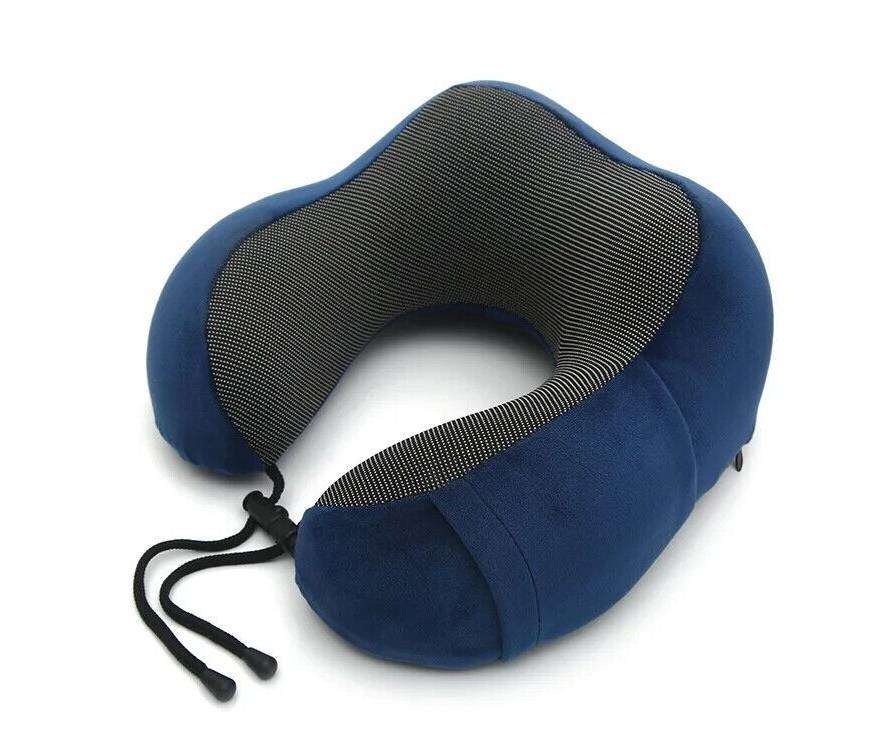 U Shaped Memory Foam Neck Pillows For Outdoor, Travel, Office, Home - Blue