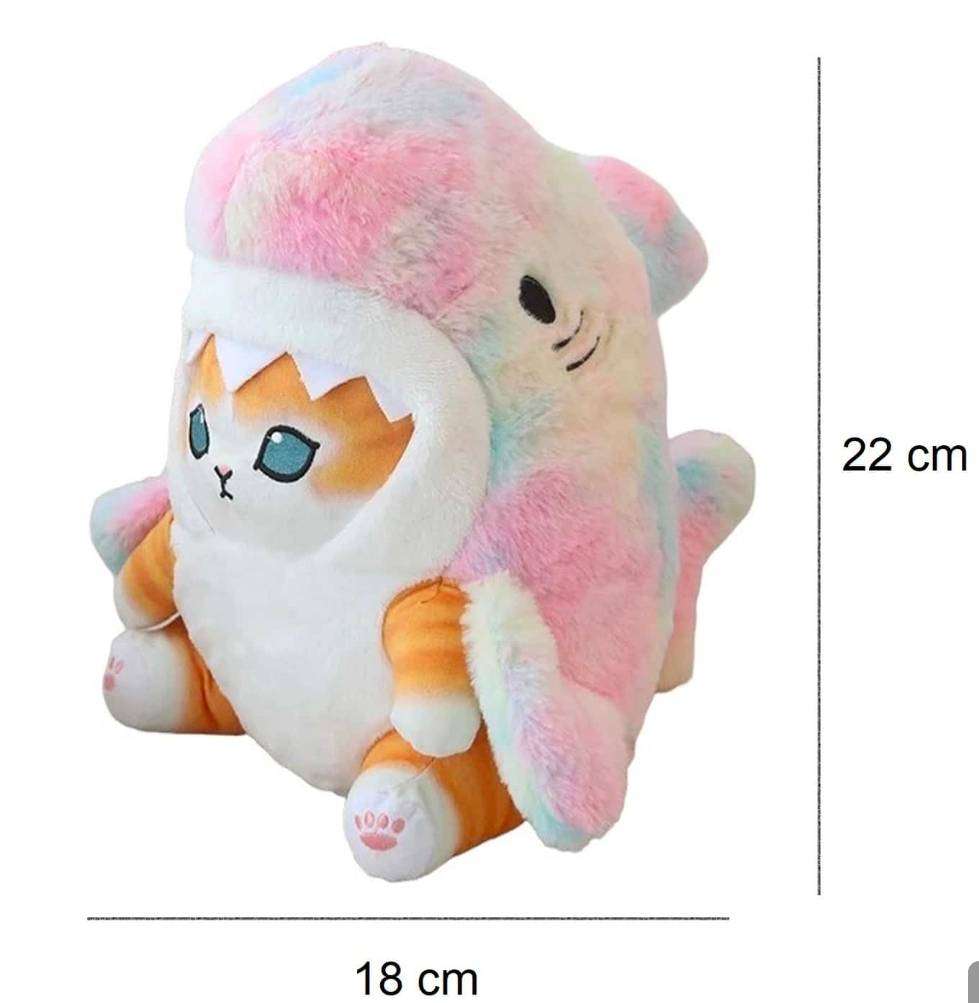 Michi Kawaii Plush Shark Cat Kitten With Colorful Costume 22 Cm