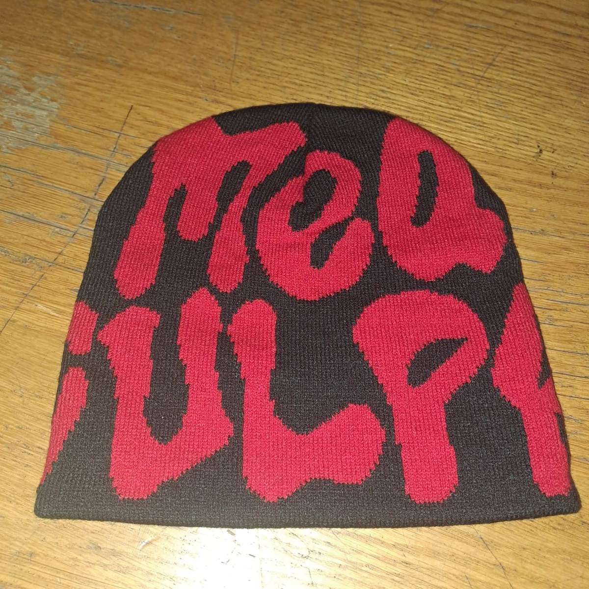 Mea Culpa Unisex Polyester Beanie (Advertised by Kim Kardashian and Lala) -Black & Red
