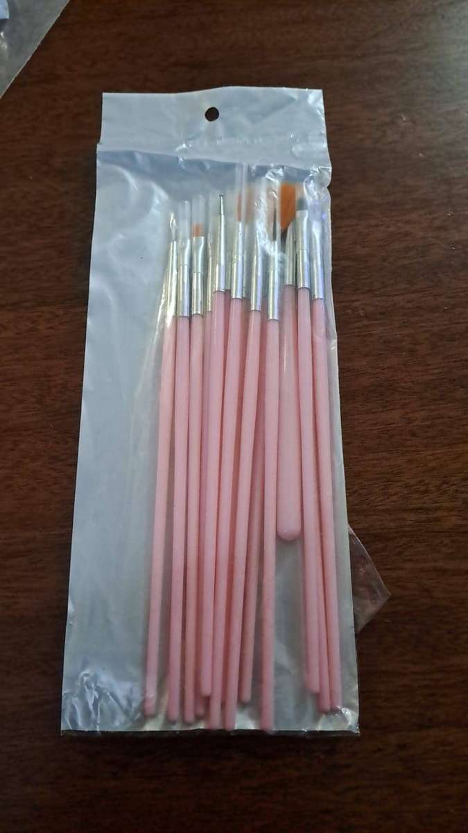 Nail Art Brush Set 15 Piece - Pink