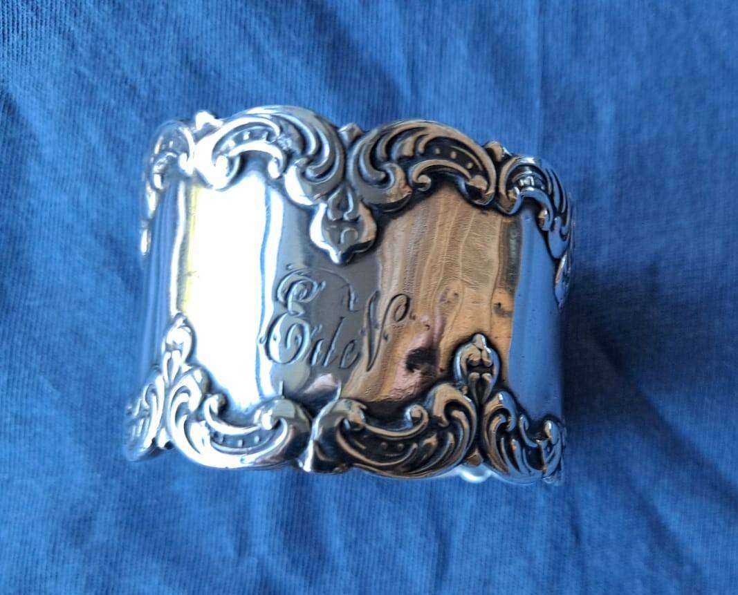 Solid Sterling SIlver Antique Pair Napkin Rings Birmingham 1910, 54 gm