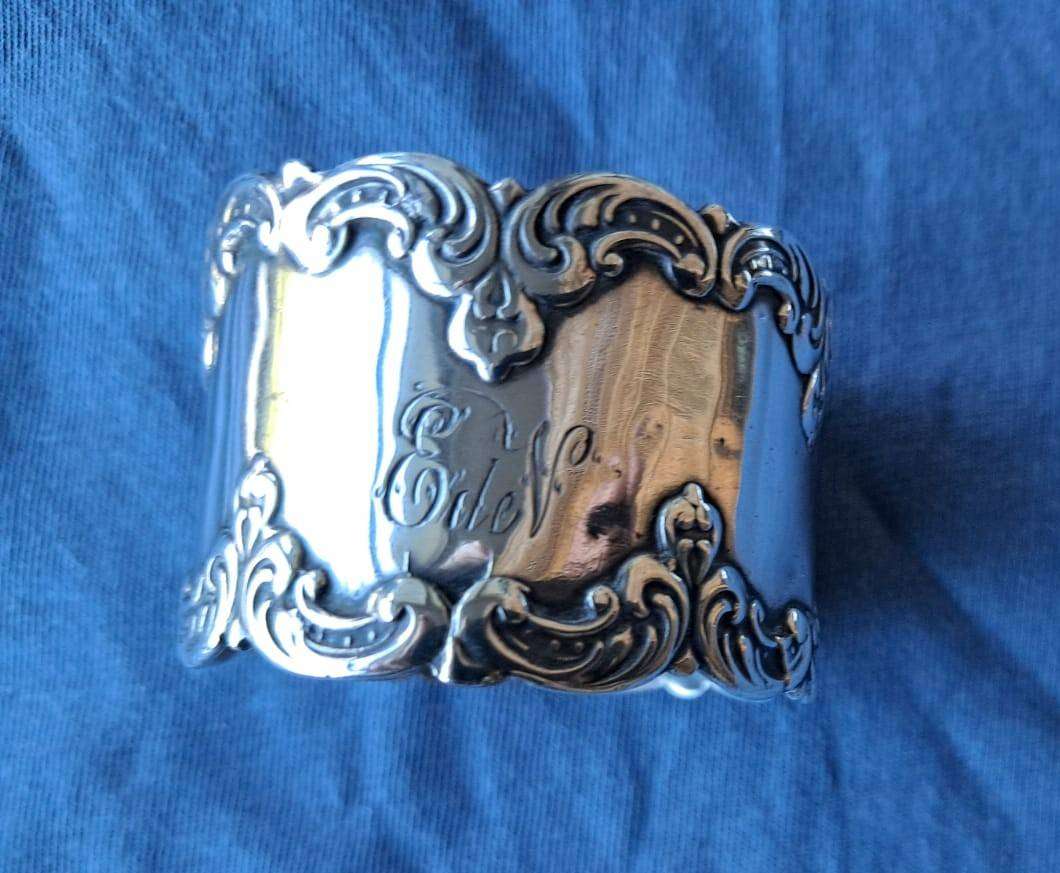 Solid Sterling SIlver Antique Pair Napkin Rings Birmingham 1910, 54 gm
