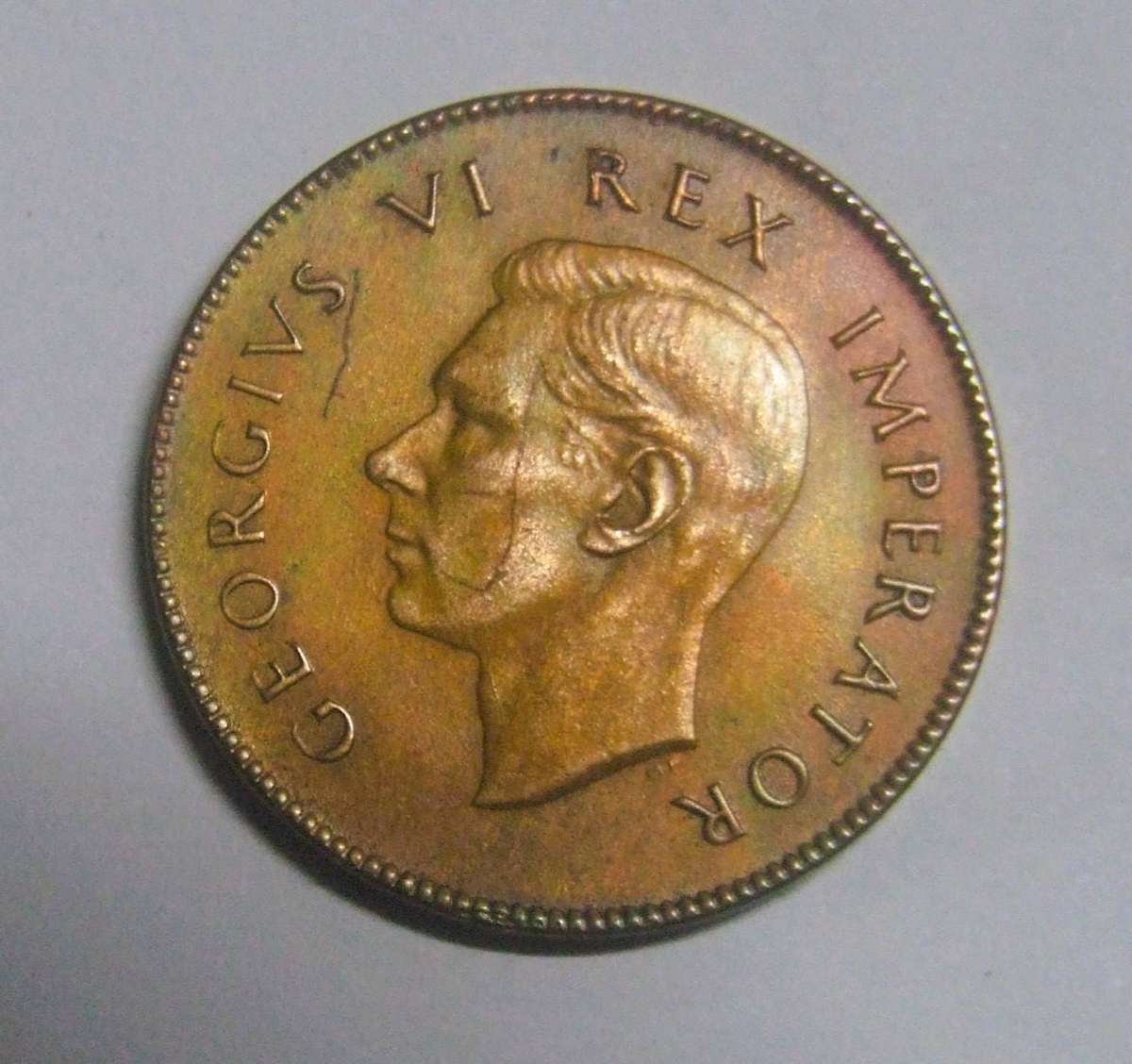 KING GEORGE VI SERIES,,, 1938 RAINBOW  1/4 PENNY