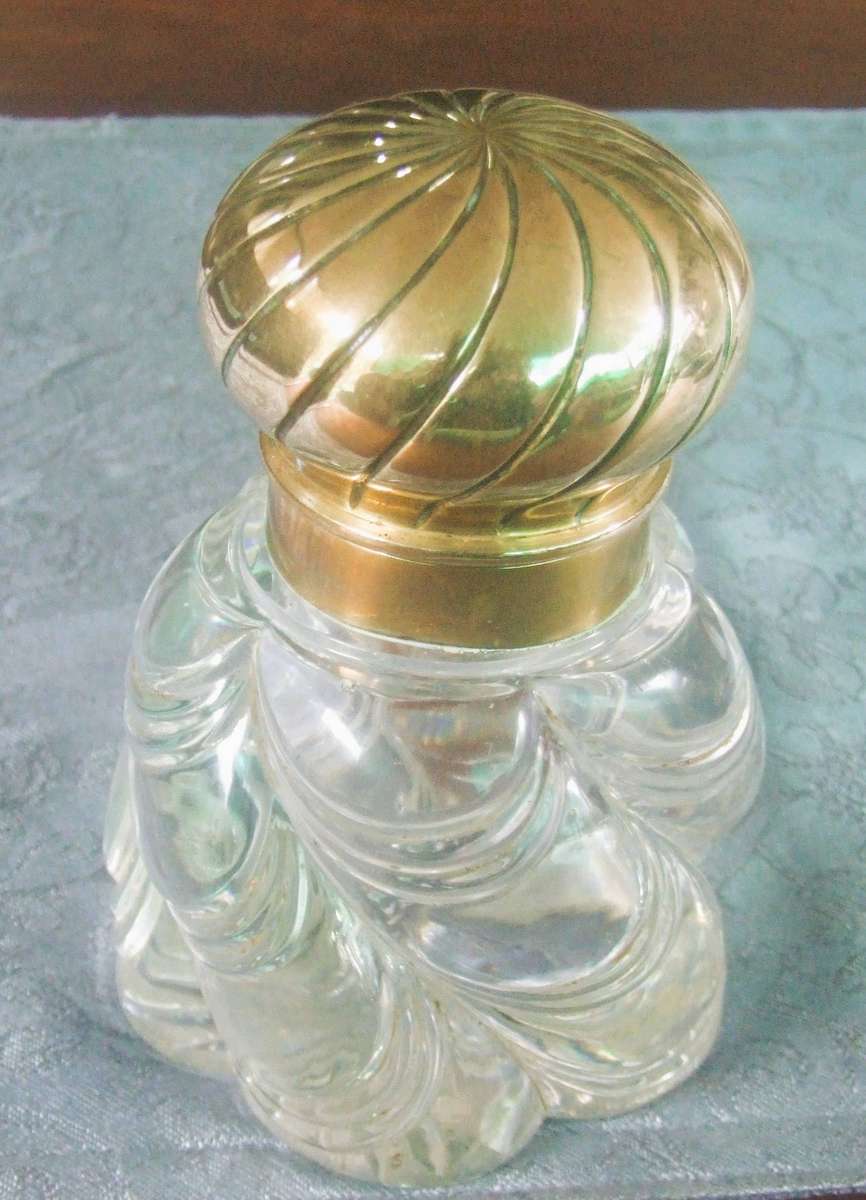19th Century Baccarat Crystal and bronze Inkwell x large (show stopper)