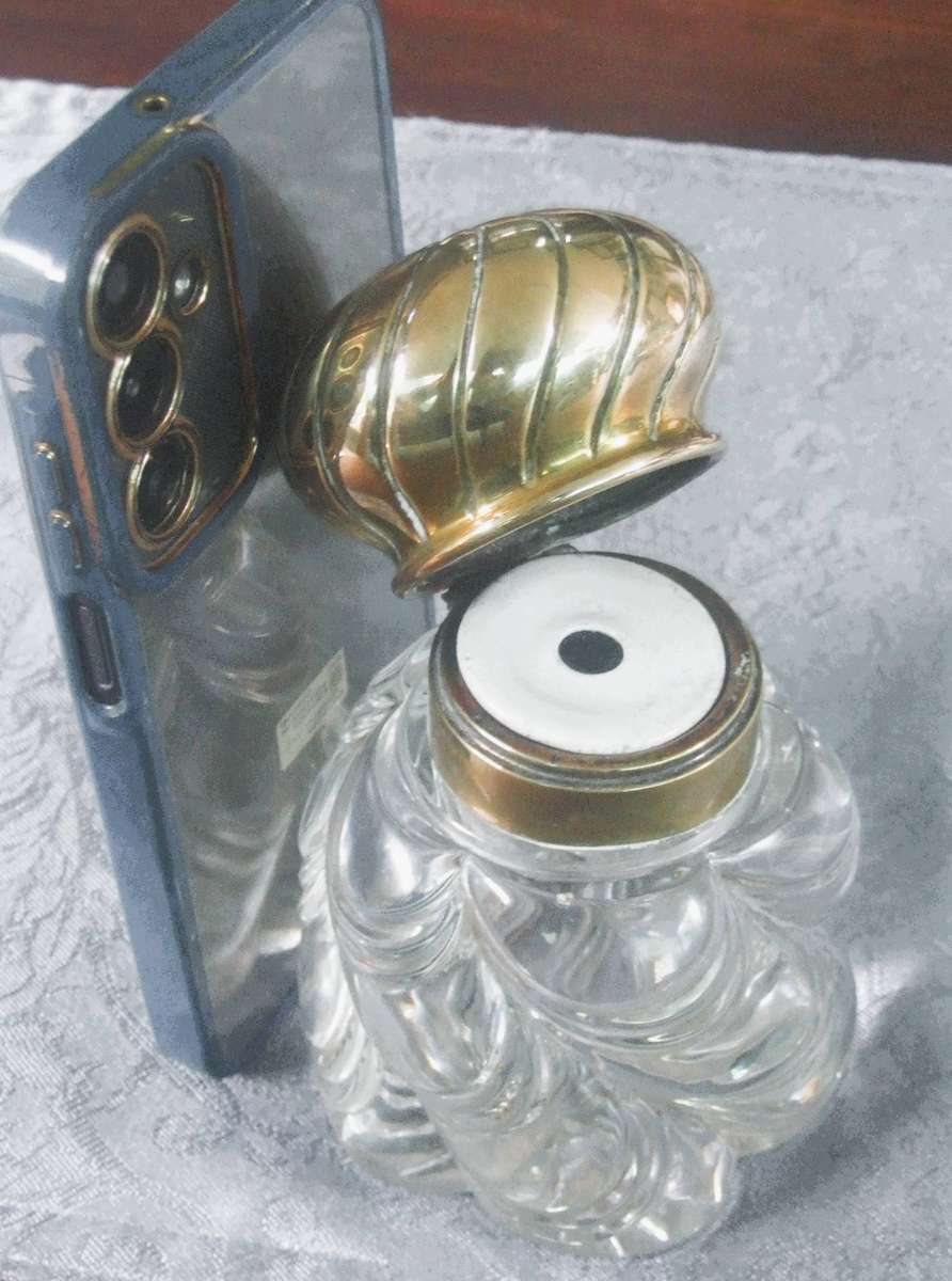 19th Century Baccarat Crystal and bronze Inkwell x large (show stopper)