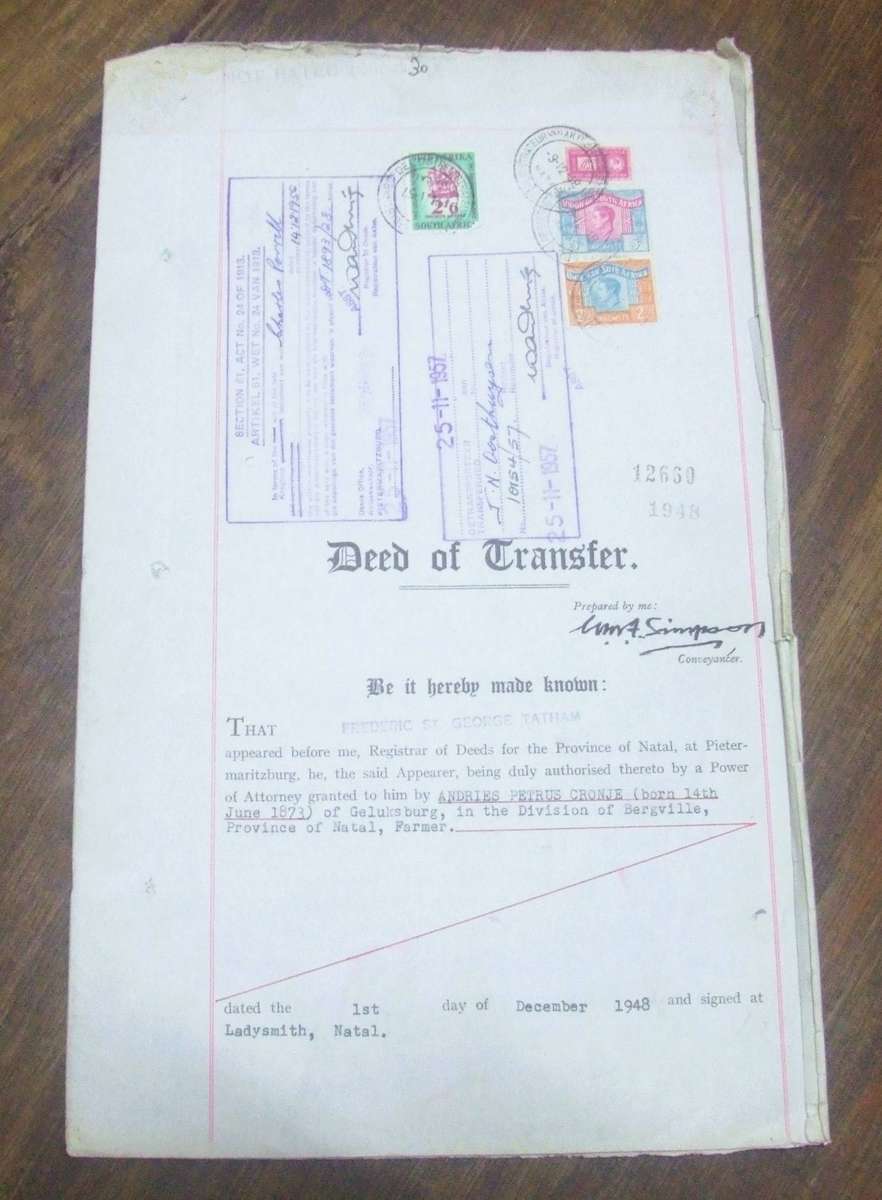 South Africa Union  - Revenue Usage on Deed of Transfer