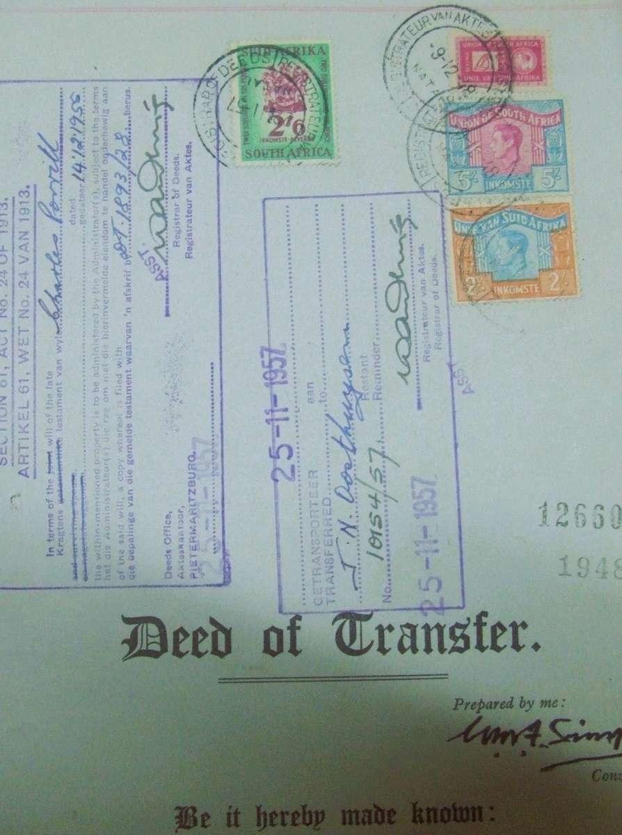 South Africa Union  - Revenue Usage on Deed of Transfer