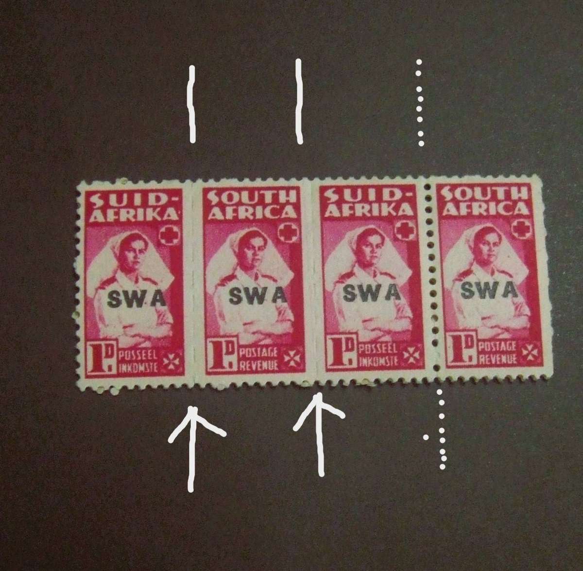 RARE MASIVE Perforated  ERROR ON SWA O/print- 1943-44 - War Effort - Reduced Sizes (Bantam)