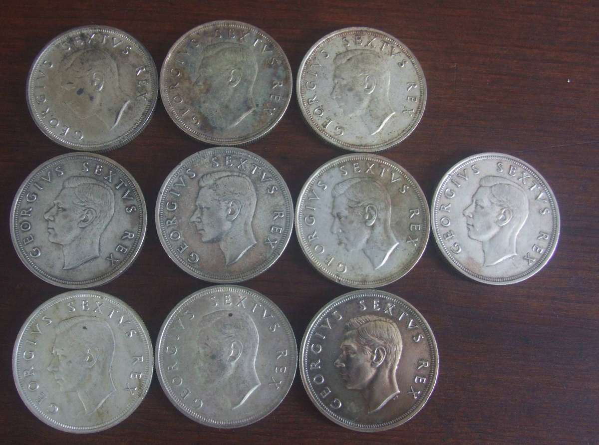 @     10 X 1952 50% SILVER 5 SHILLINGS
