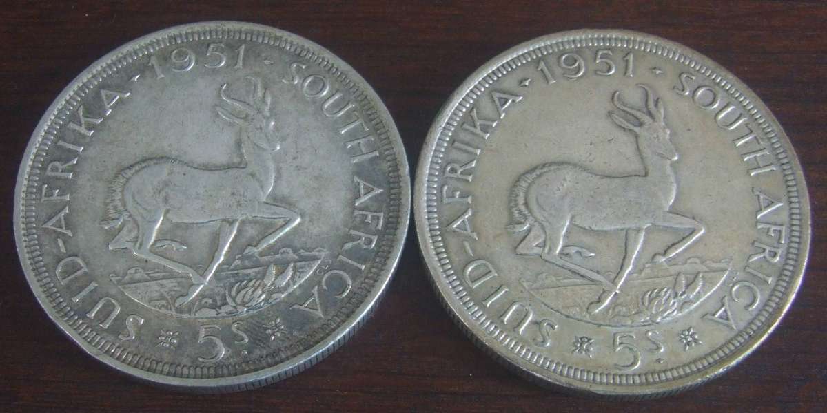 @     2 X 1951 50% SILVER 5 SHILLINGS