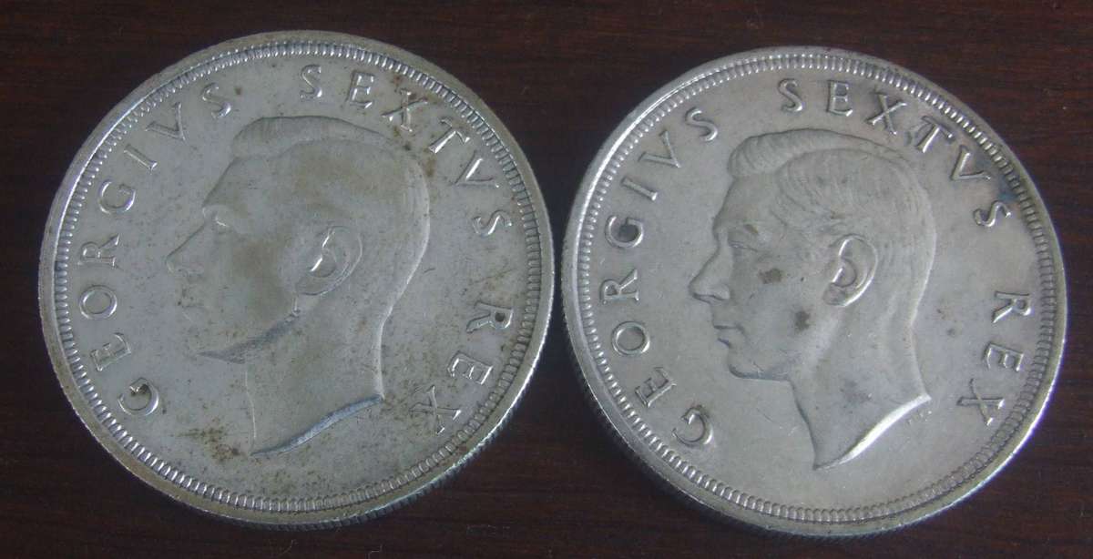 @     1948 & 1949 80% SILVER 5 SHILLINGS TOGETHER