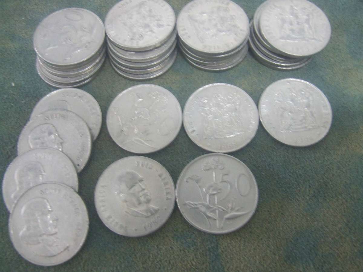 @     35x 50c coins bid per coin