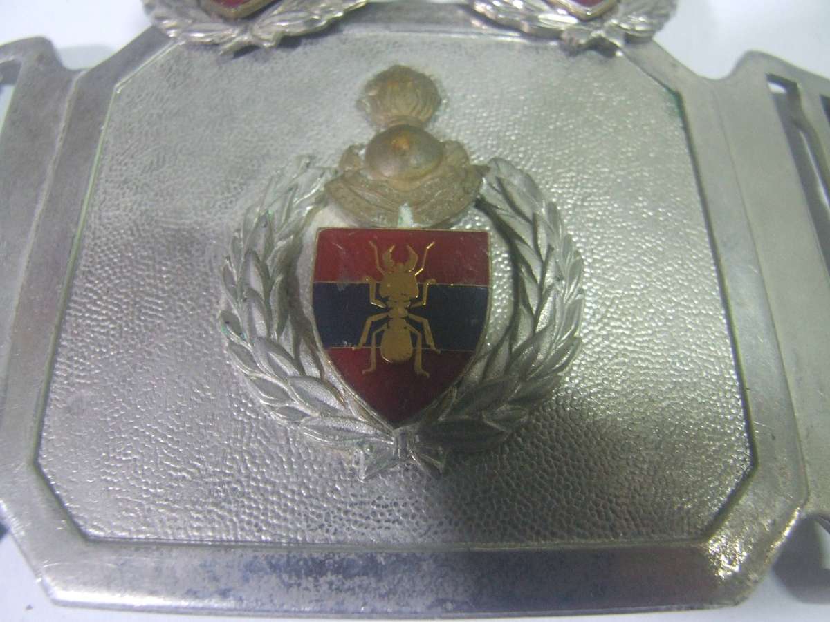 vintage South African Engineer Corps military belt buckle and badge set. 