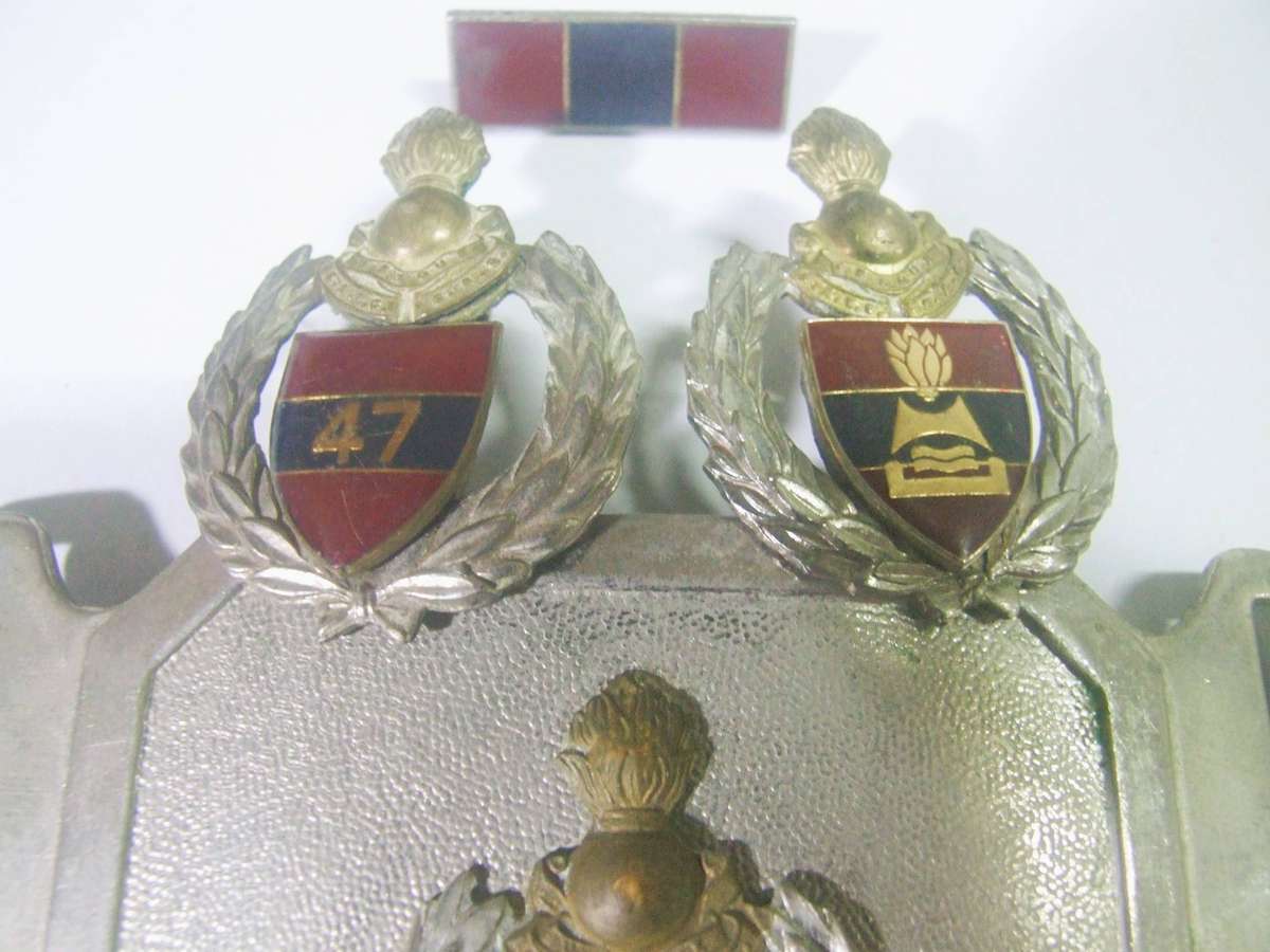 vintage South African Engineer Corps military belt buckle and badge set. 