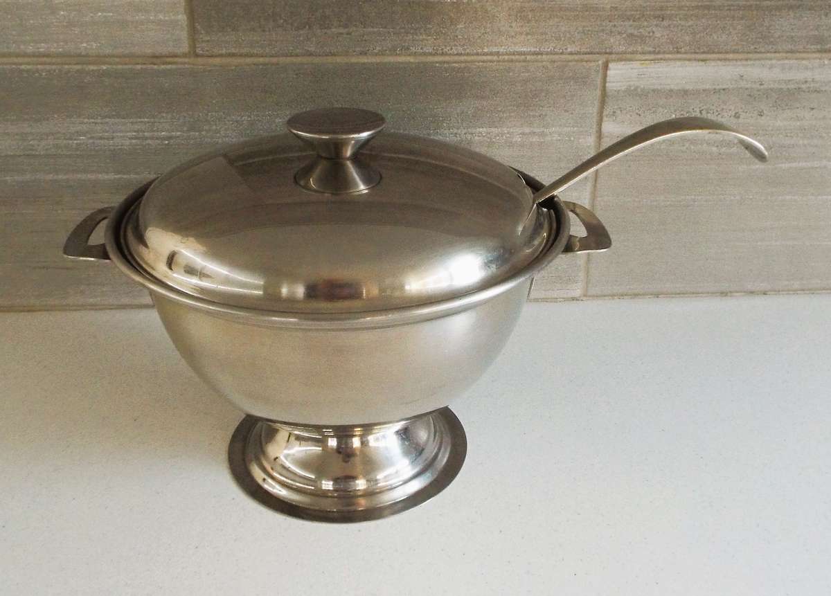 RARE ANTIQUE  Nevada Silver SPOON AND VINTAGE SOUP TOURINE